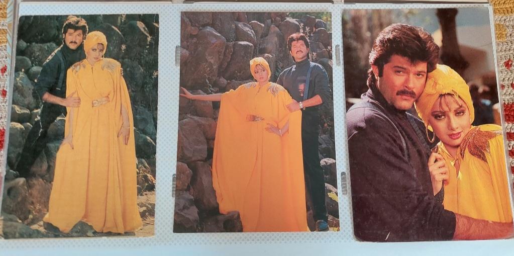 Sridevi and Anil Kapoor, a set of 3 original postcards, India/Pakistan